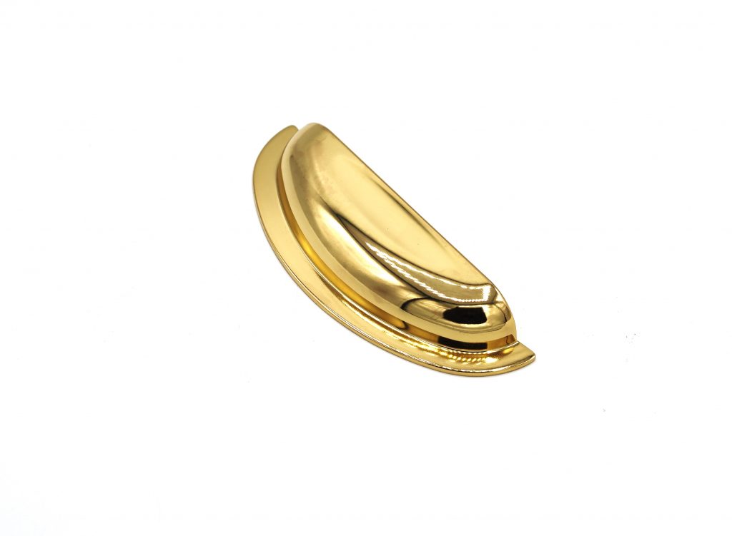 96mm Polished Brass Gold Cup Kitchen Cupboard Handle - Select Components