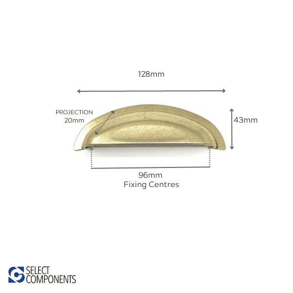 96mm Antique Brass Cup Handle - Select Components