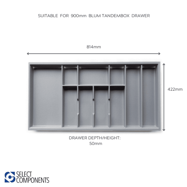 Tandembox Cutlery Trays for 900mm Drawers Grey Select Components