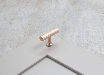 Satin Champagne Brass Reeded T-bar Knob
