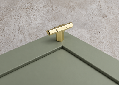 Polished Brass Triangular Bar Knob 45mm